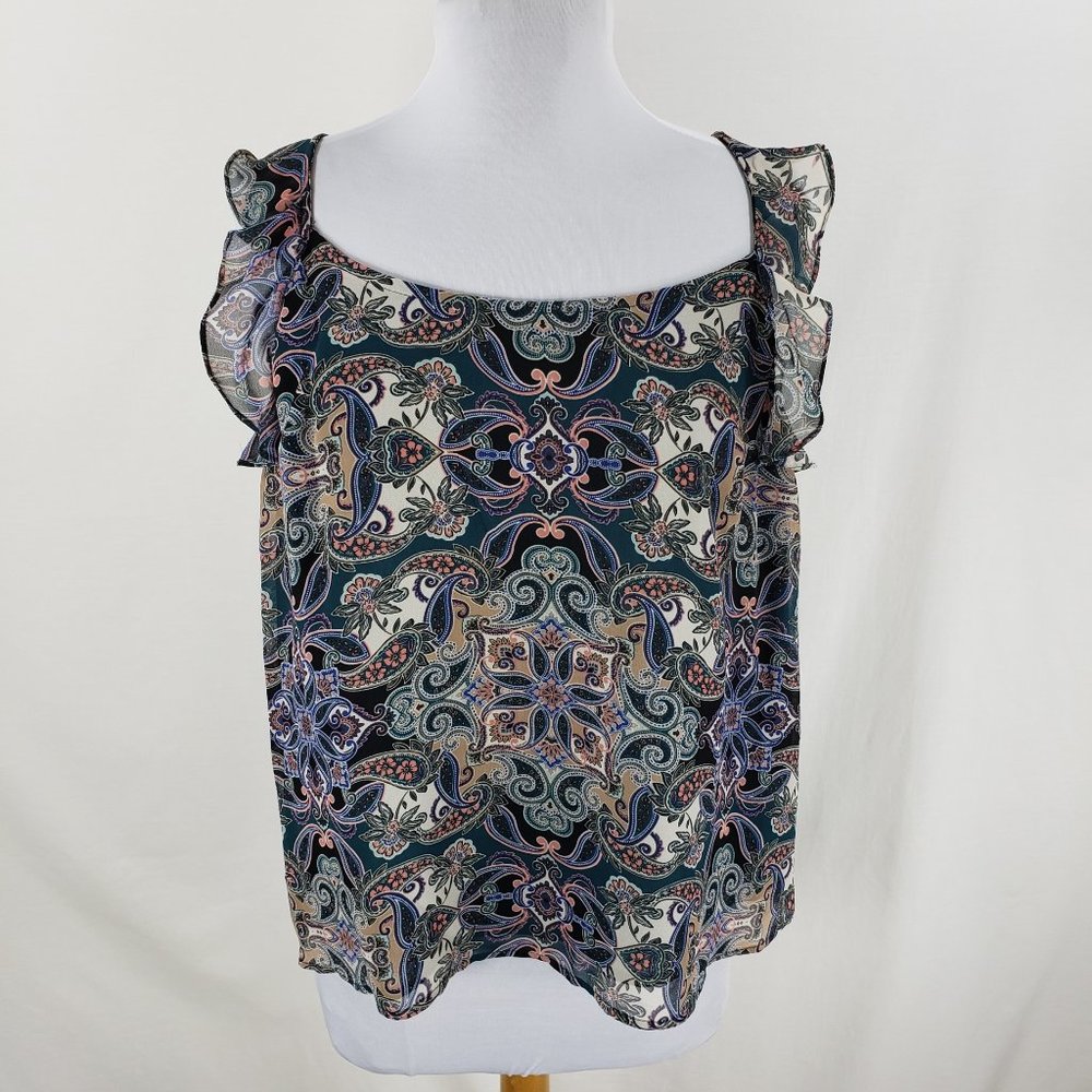Merona Paisley Print Blouse Top Sheer Tank Style - Picture 3 of 8